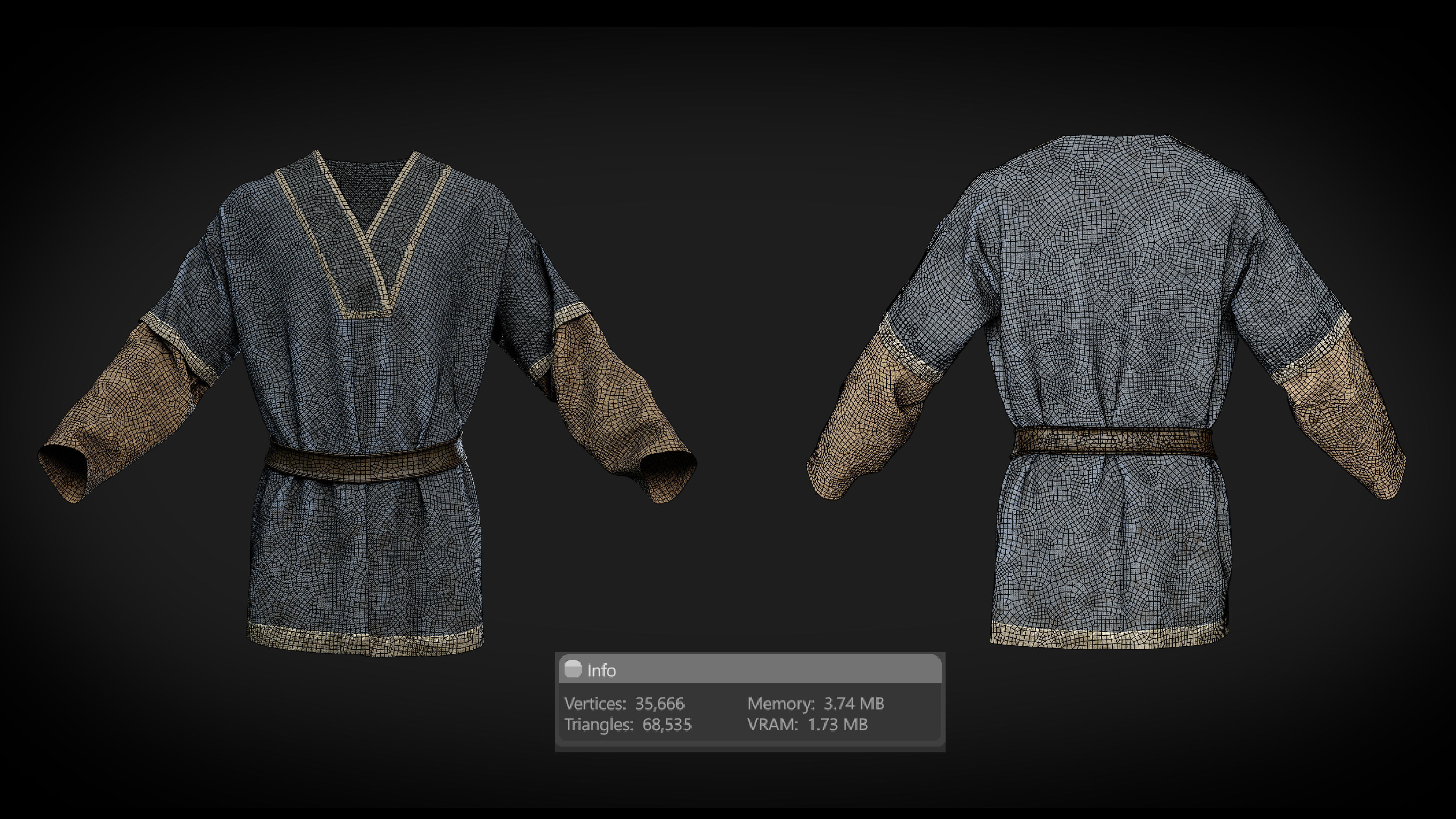 Medieval farmer clothes peasant tunic 3D model_9