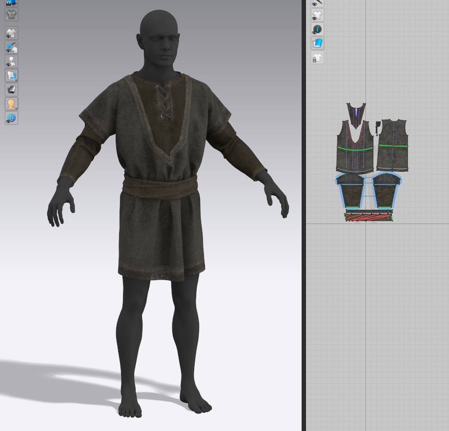 Medieval farmer clothes peasant tunic 3D model_20