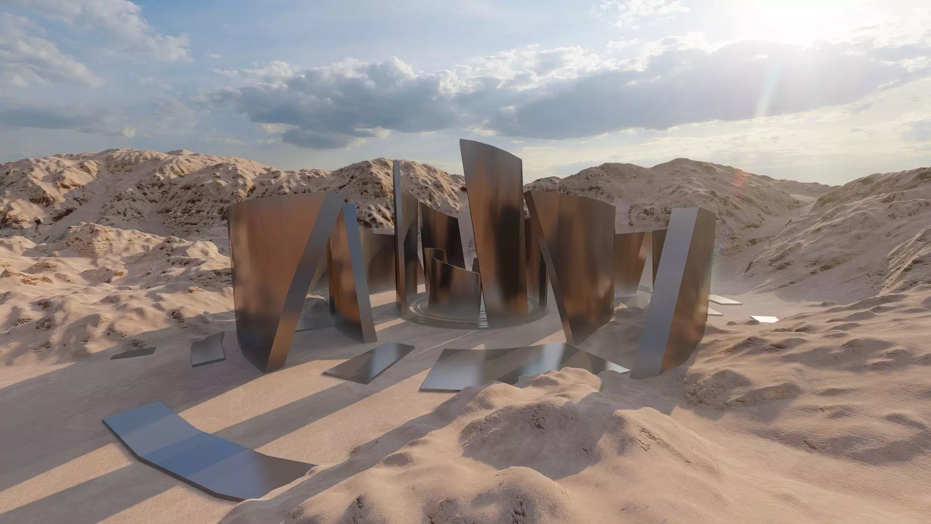 Futuristic Desert Retreat- Modern Oasis 3D model_0