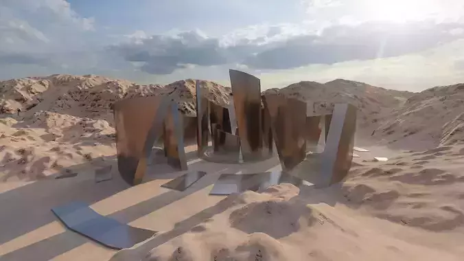 Futuristic Desert Retreat- Modern Oasis 3D model