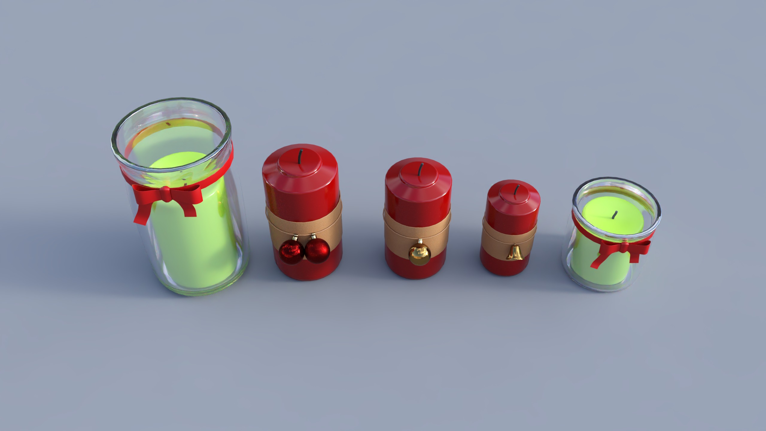 Christmas Candle Pack Low-poly 3D model_1