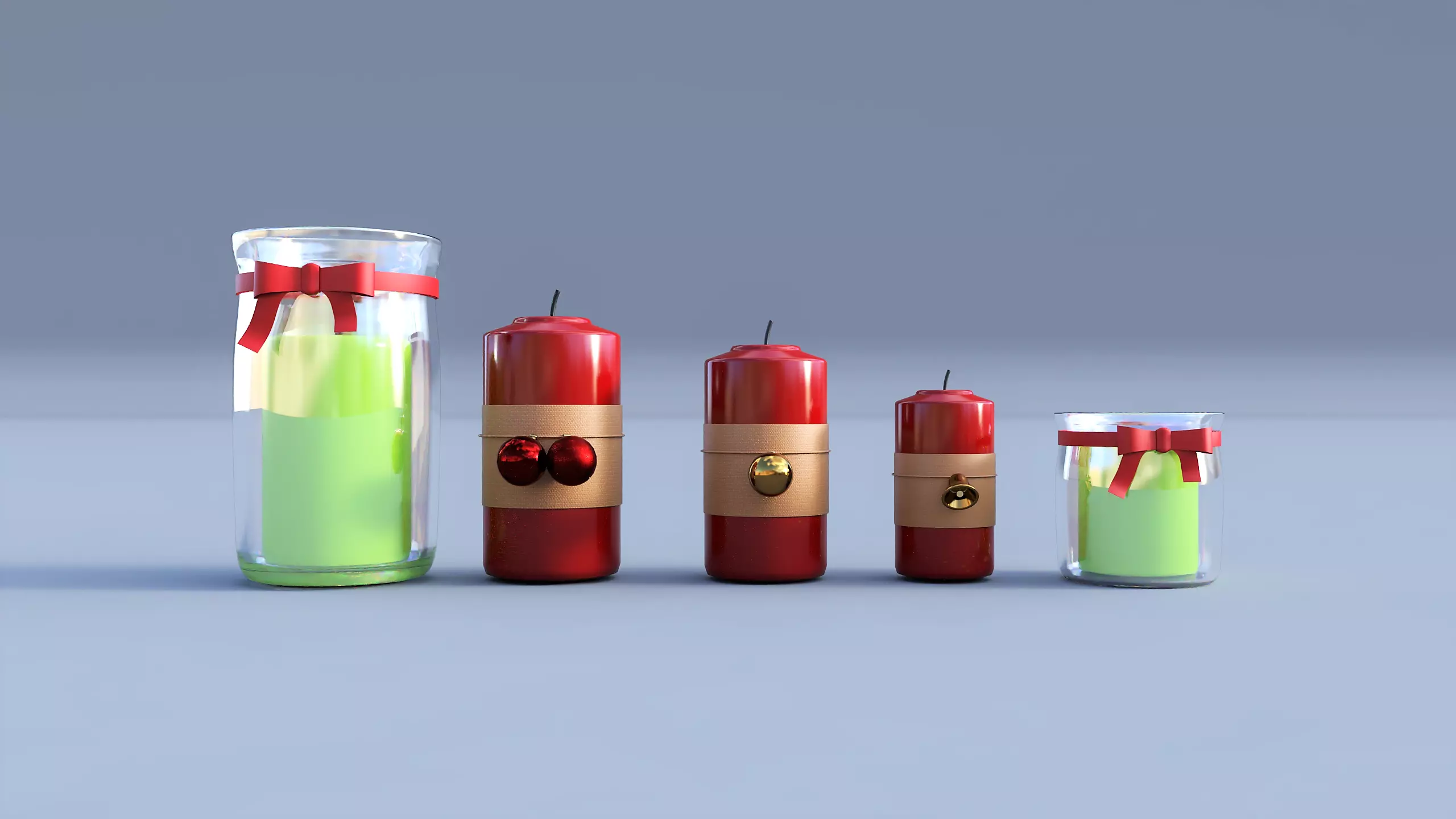 Christmas Candle Pack Low-poly 3D model_0
