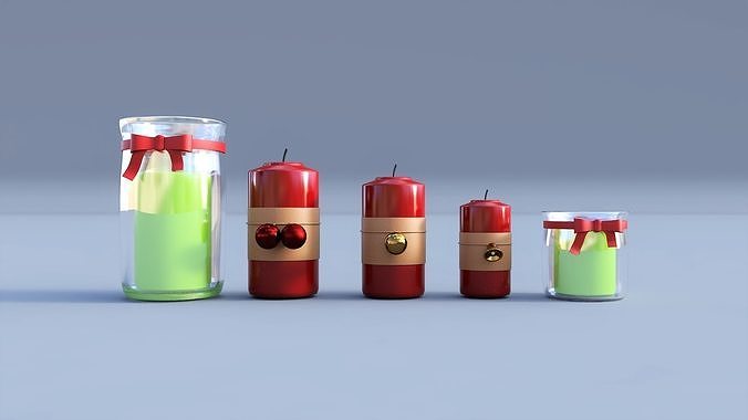 Christmas Candle Pack Low-poly 3D model