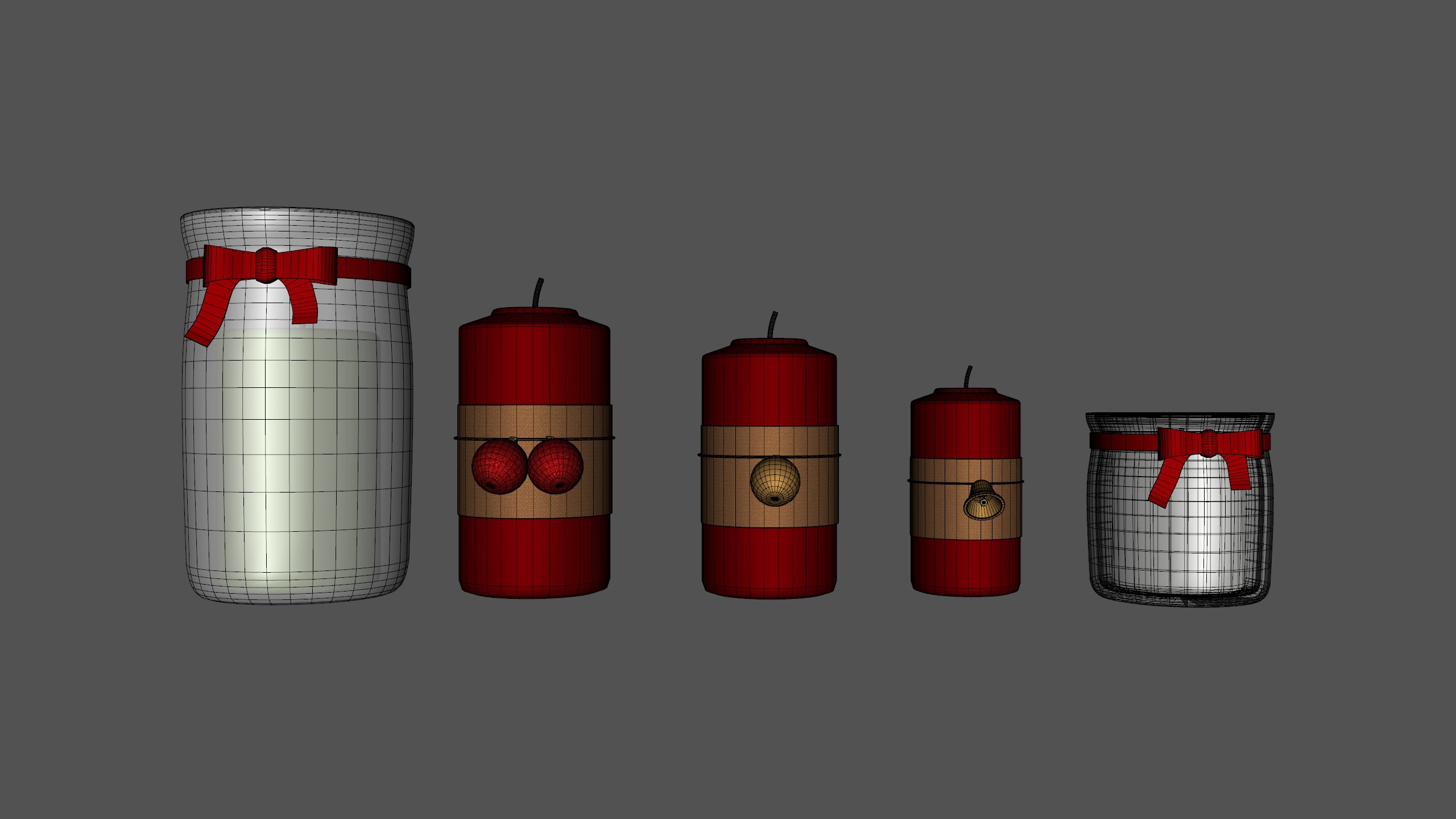 Christmas Candle Pack Low-poly 3D model_9