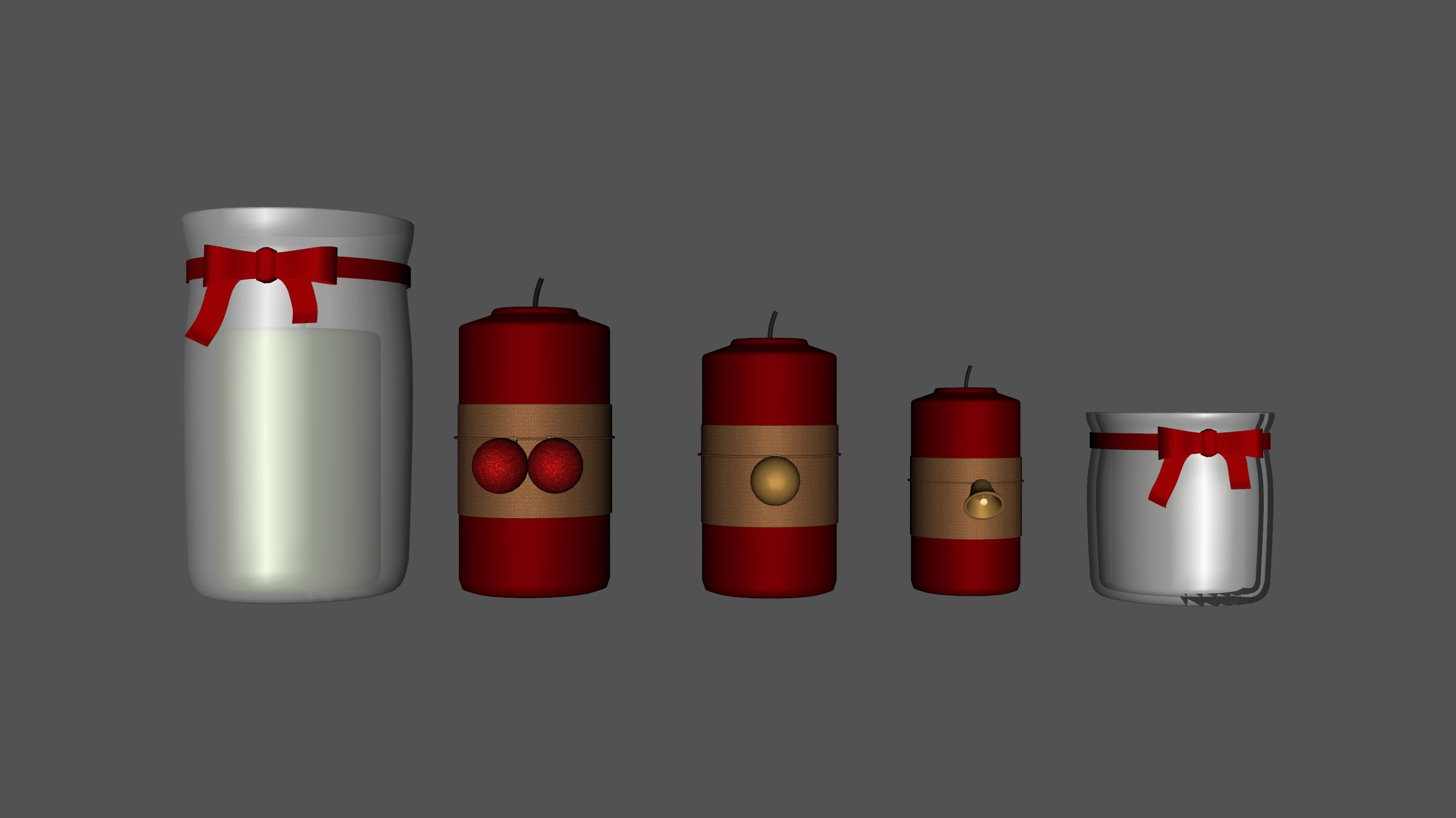 Christmas Candle Pack Low-poly 3D model_10