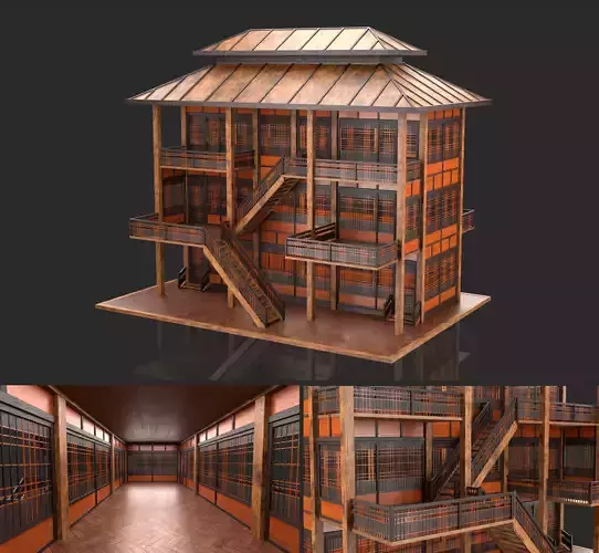 Medieval Fantasy House 09 with interior and exterior