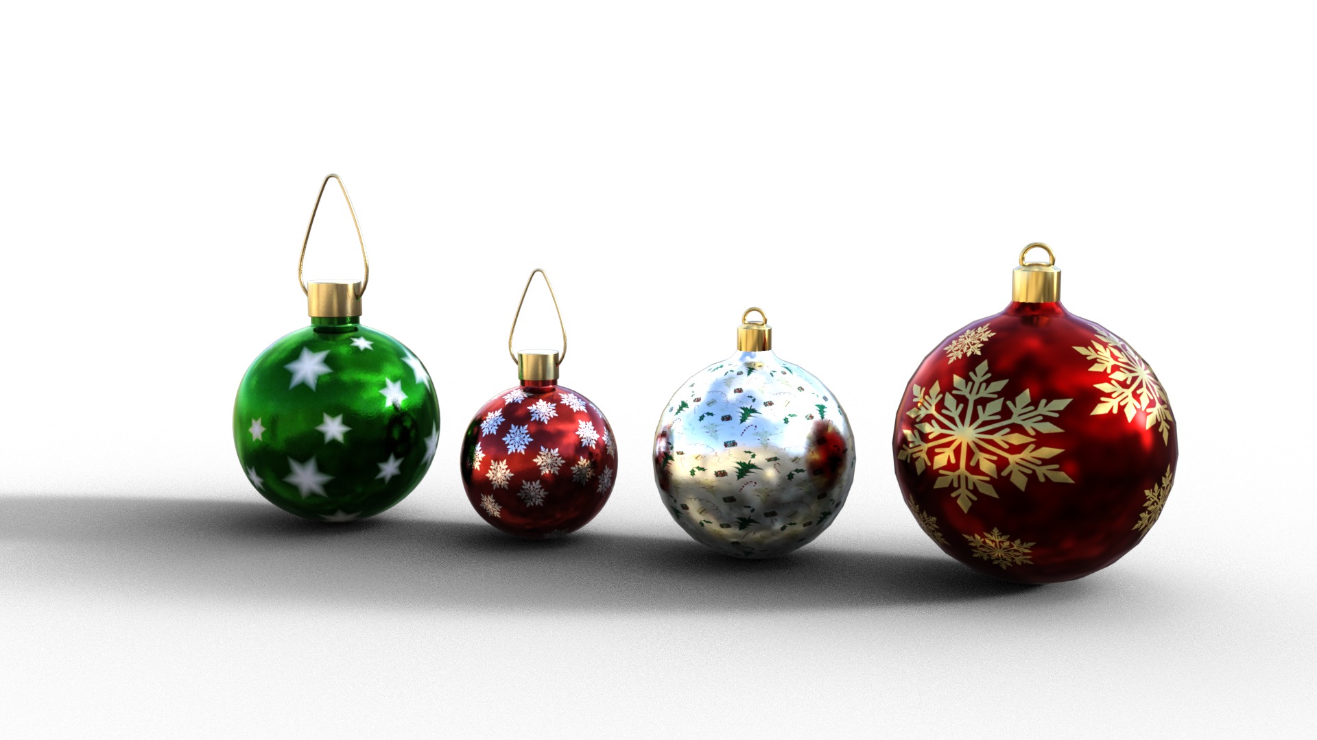 Christmas Ball Pack Low-poly 3D model_5