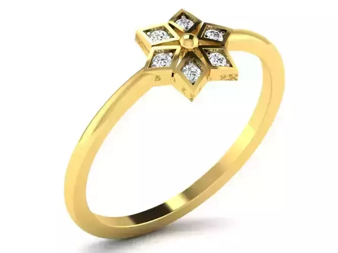 Light Weight Yellow Gold Diamond Ring  -DR-6258