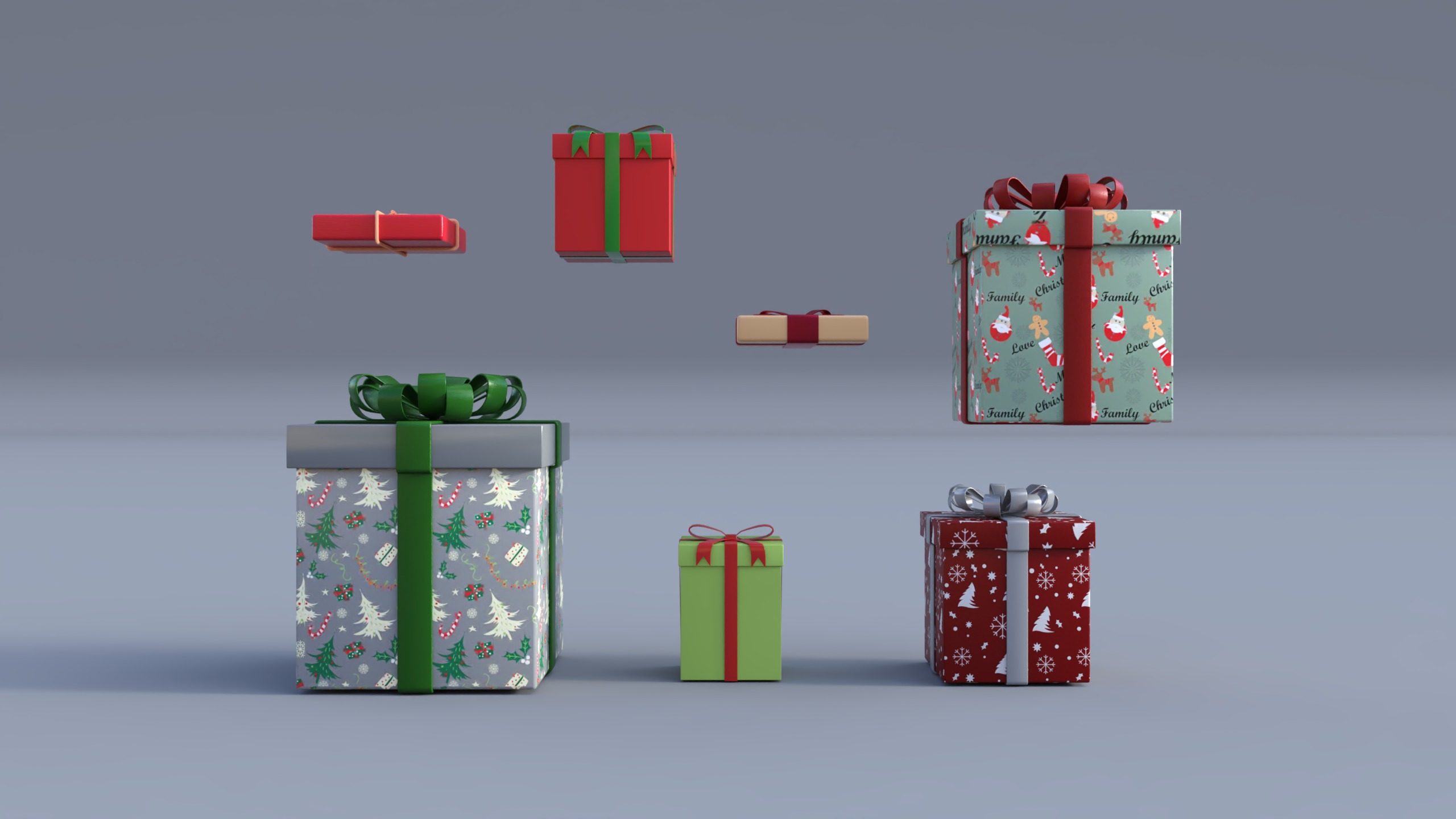 Christmas Gift Pack Low-poly 3D model_3