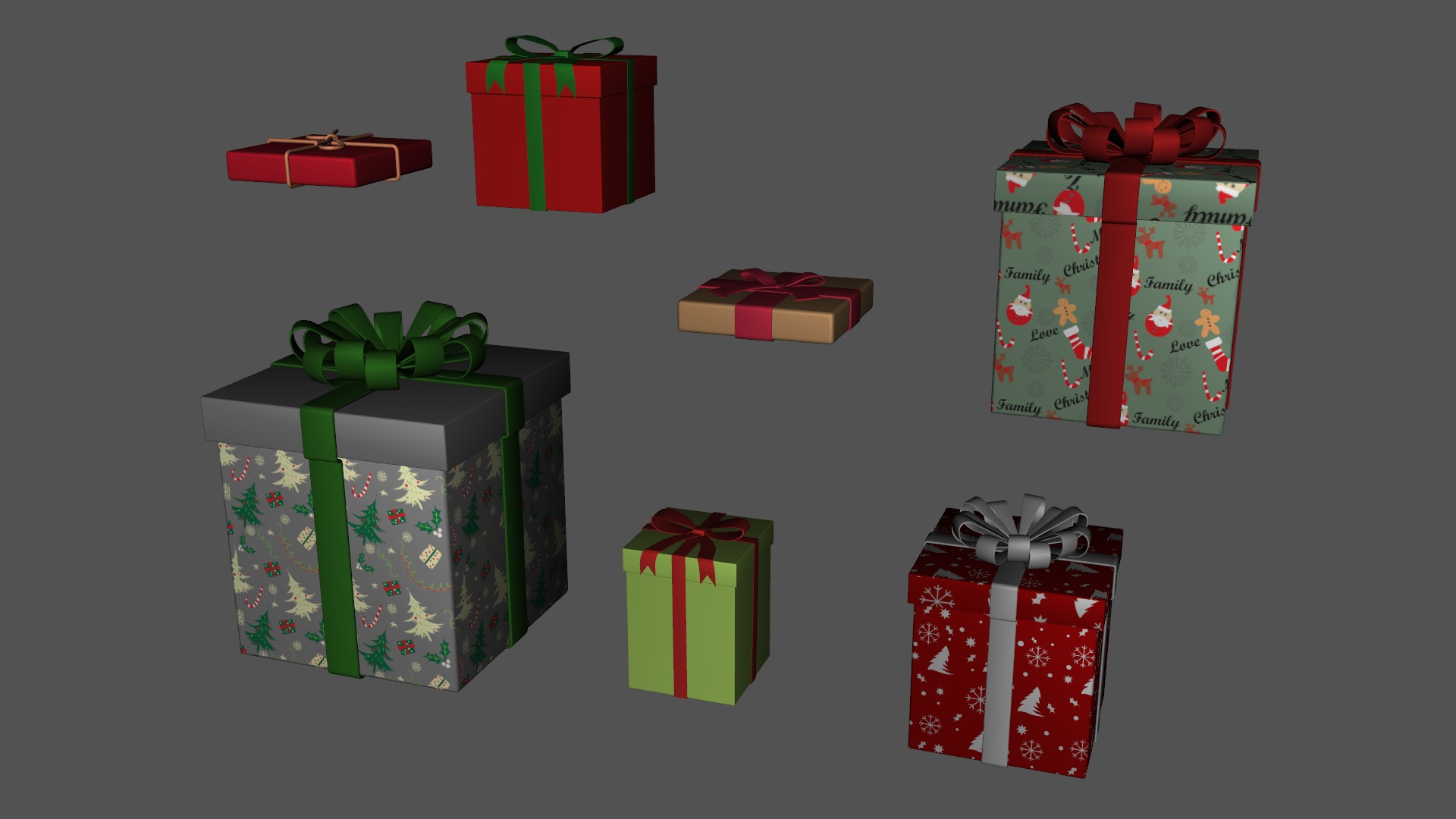 Christmas Gift Pack Low-poly 3D model_12