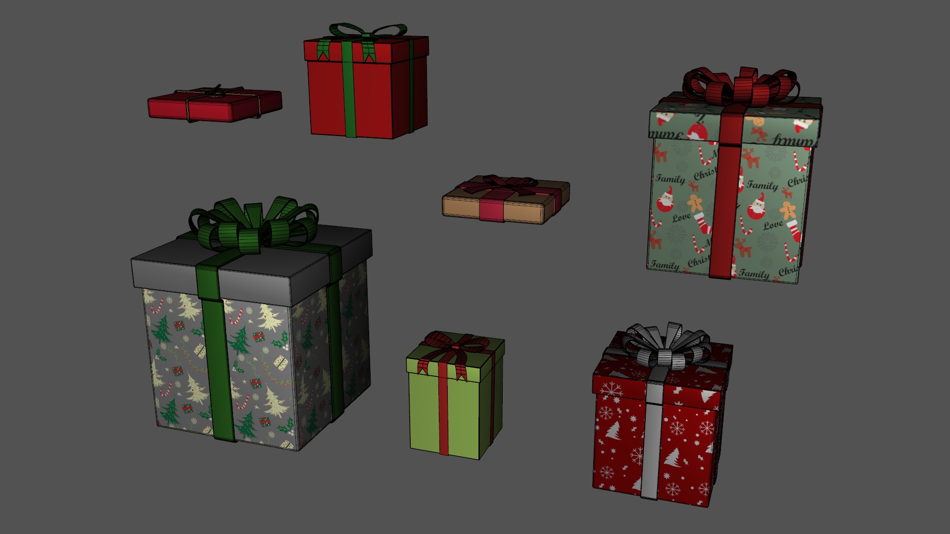 Christmas Gift Pack Low-poly 3D model_15