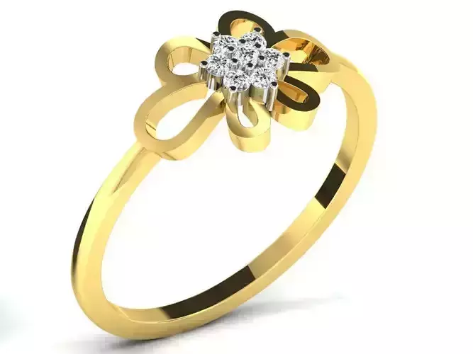 Light Weight Yellow Gold Diamond Ring  -DR-6262 3D print model