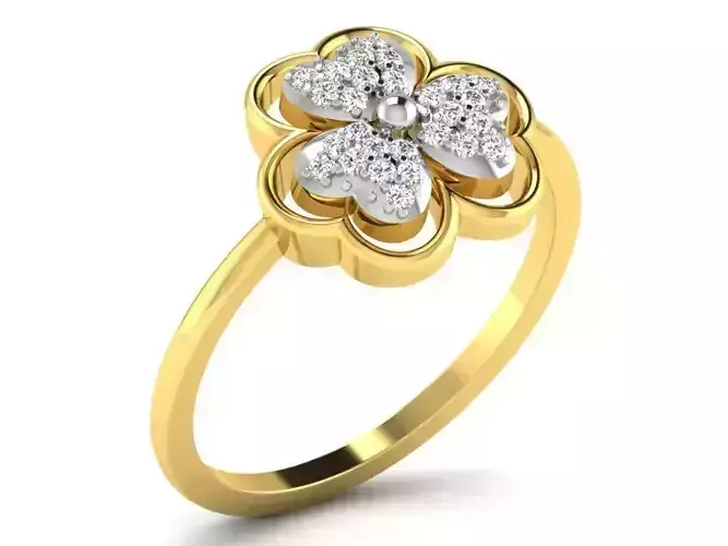 Light Weight Yellow Gold Diamond Ring  -DR-6274