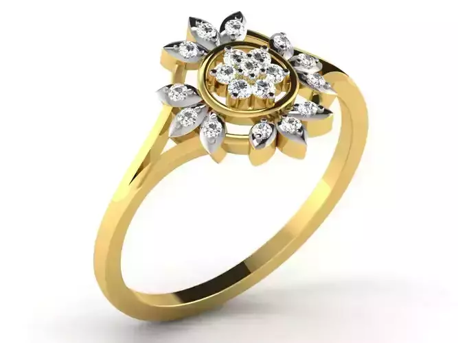 Light Weight Yellow Gold Diamond Ring  -DR-6279