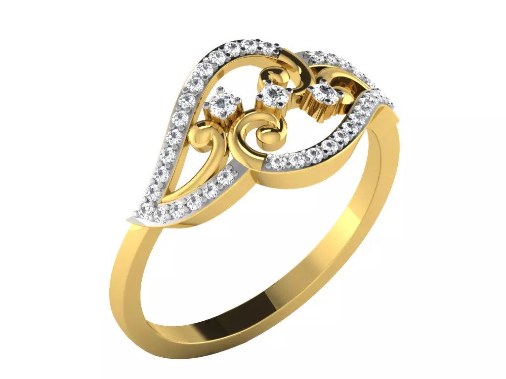 Light Weight Yellow Gold Diamond Ring -DR-6281 3D print model
