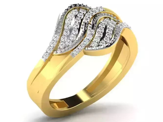 Light Weight Yellow Gold Diamond Ring  -DR-6287 3D print model