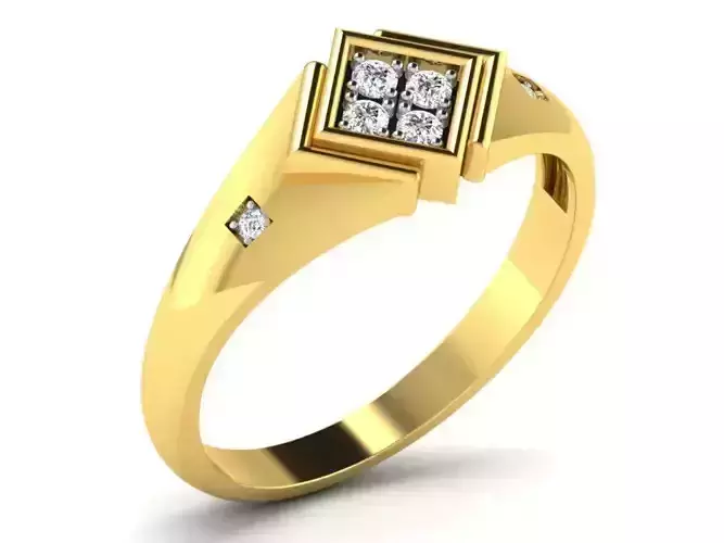 Light Weight Yellow Gold Diamond Ring  -DR-6290
