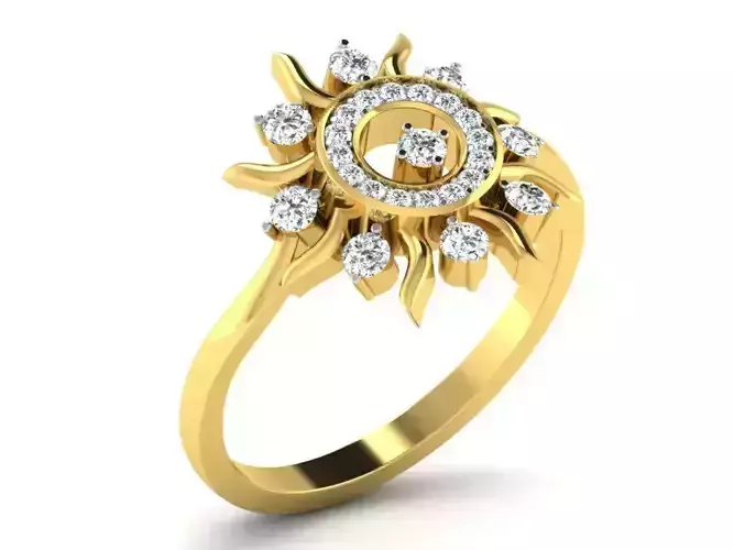 Light Weight Yellow Gold Diamond Ring  -DR-6294