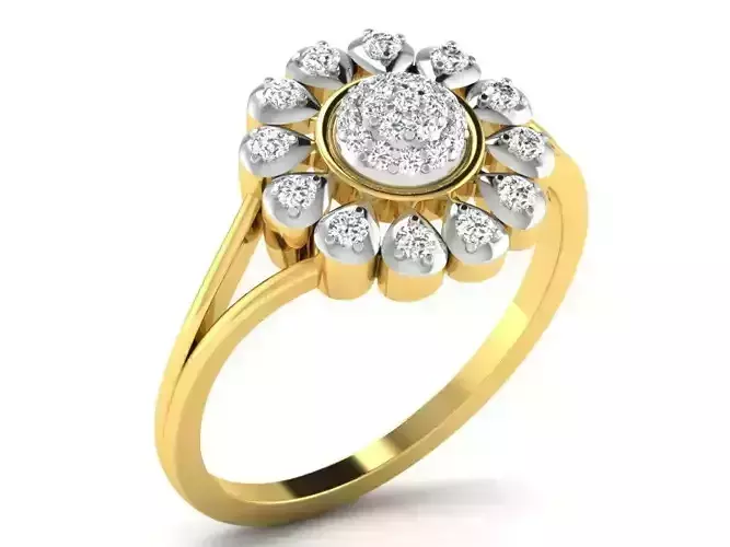 Light Weight Yellow Gold Diamond Ring  -DR-6295