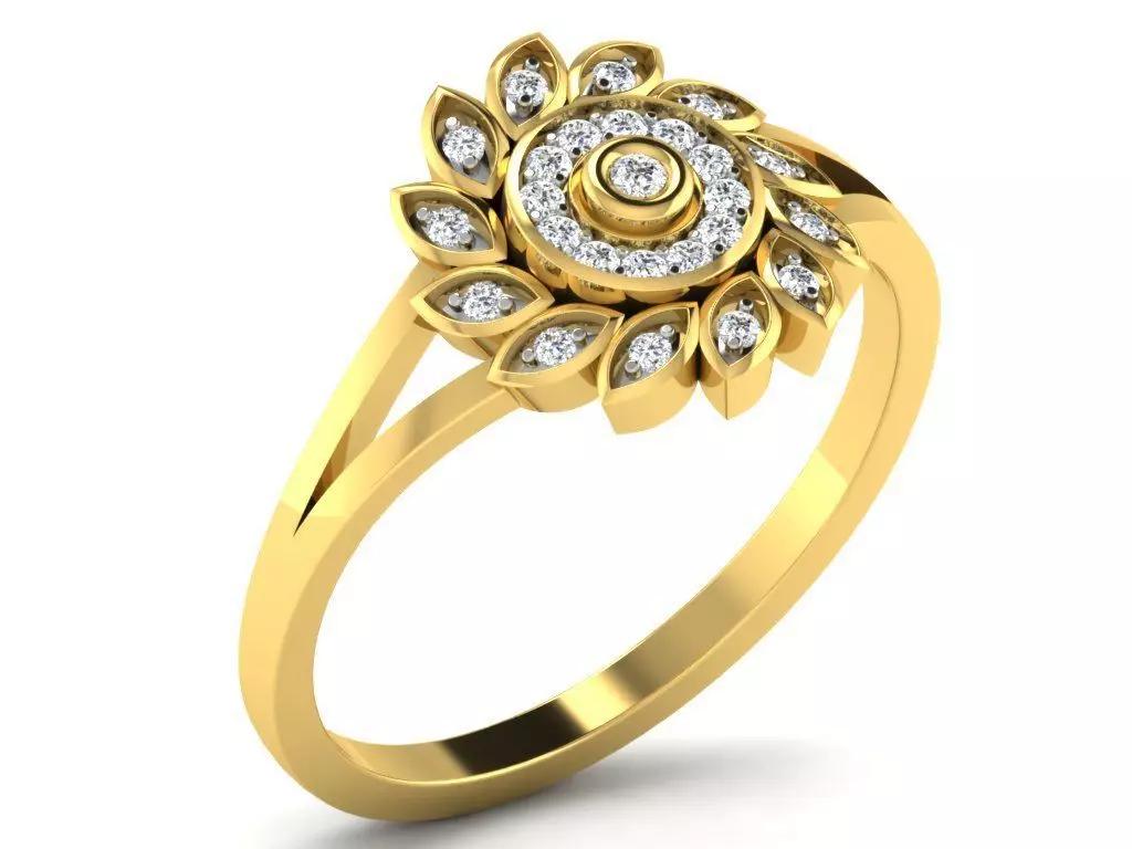 Light Weight Yellow Gold Diamond Ring -DR-6296 3D print model