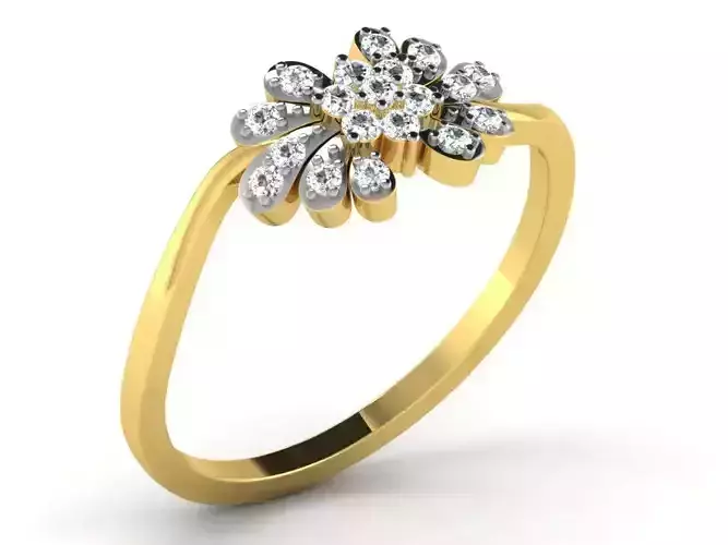 Light Weight Yellow Gold Diamond Ring  -DR-6299