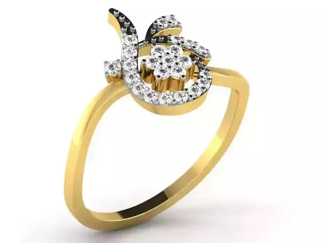 Light Weight Yellow Gold Diamond Ring -DR-6300 3D print model