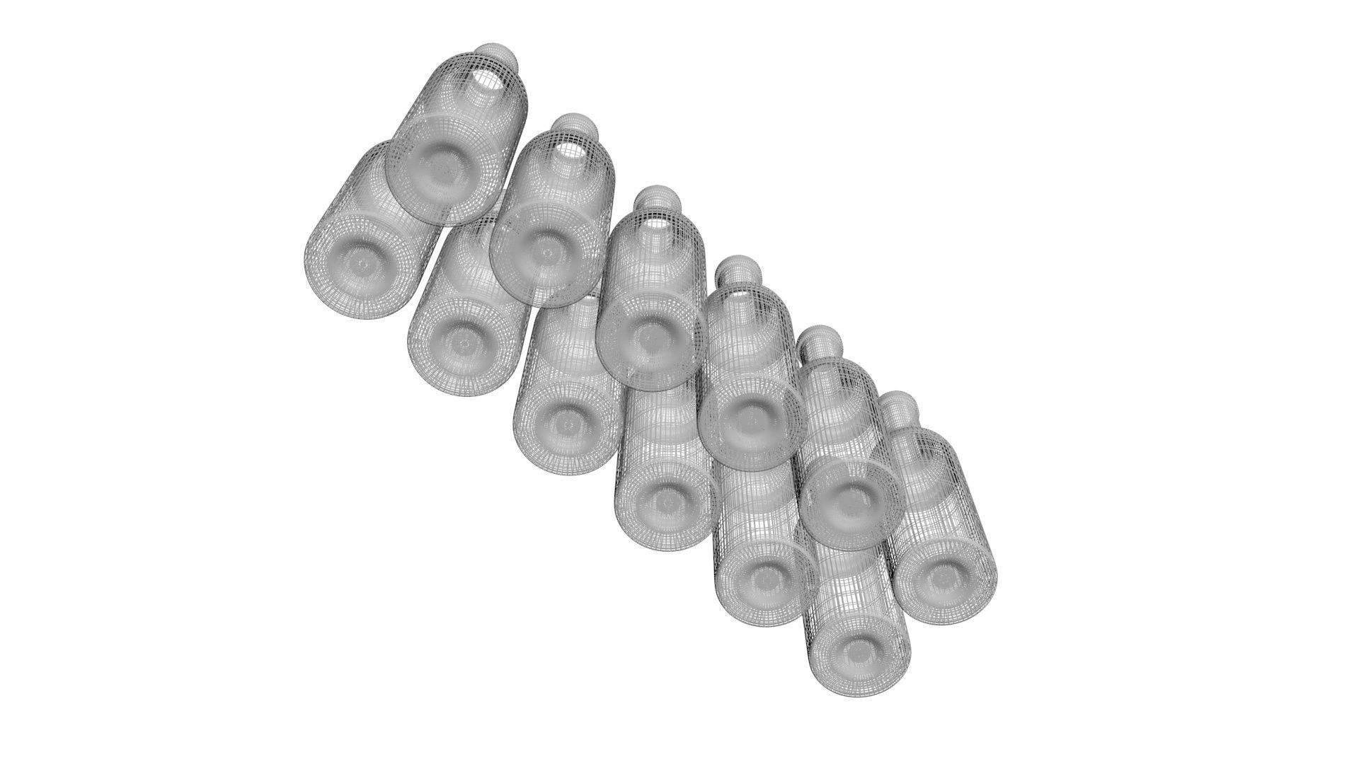 Colored Glass Bottles Set 3D model_22