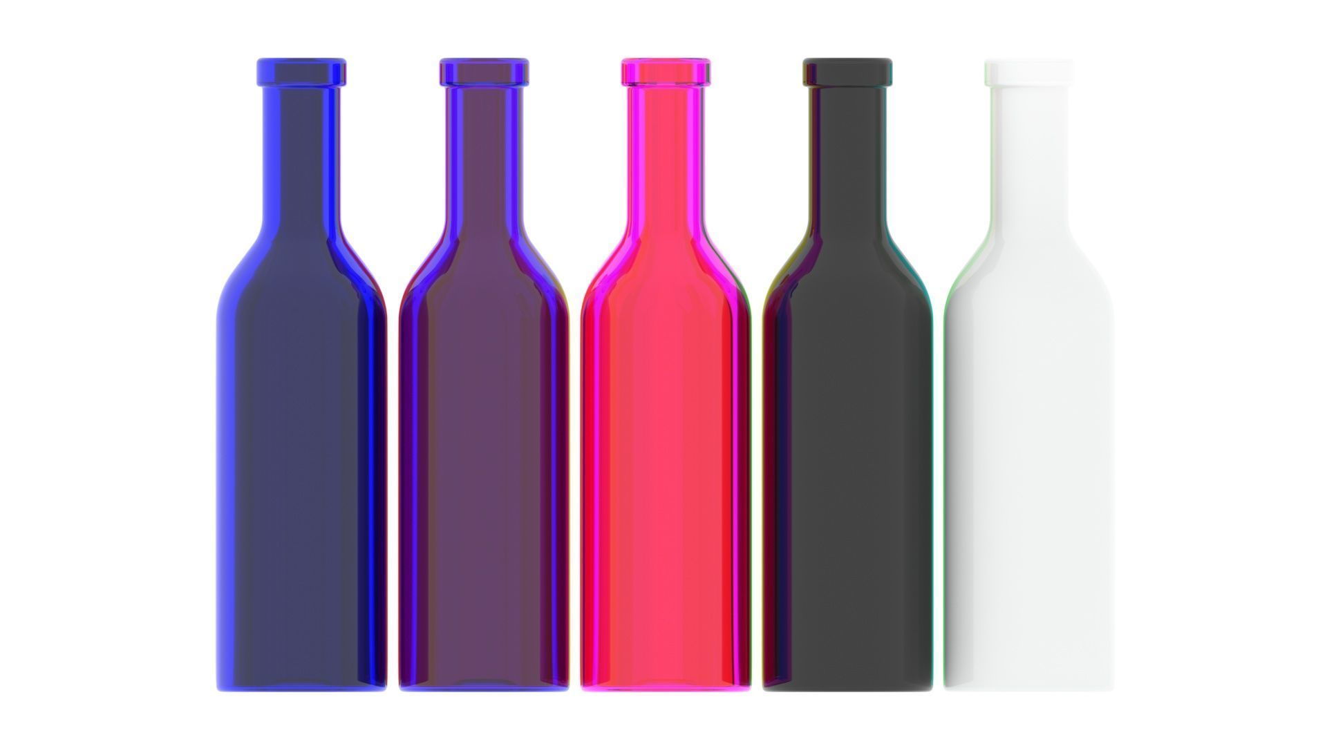 Colored Glass Bottles Set 3D model_14