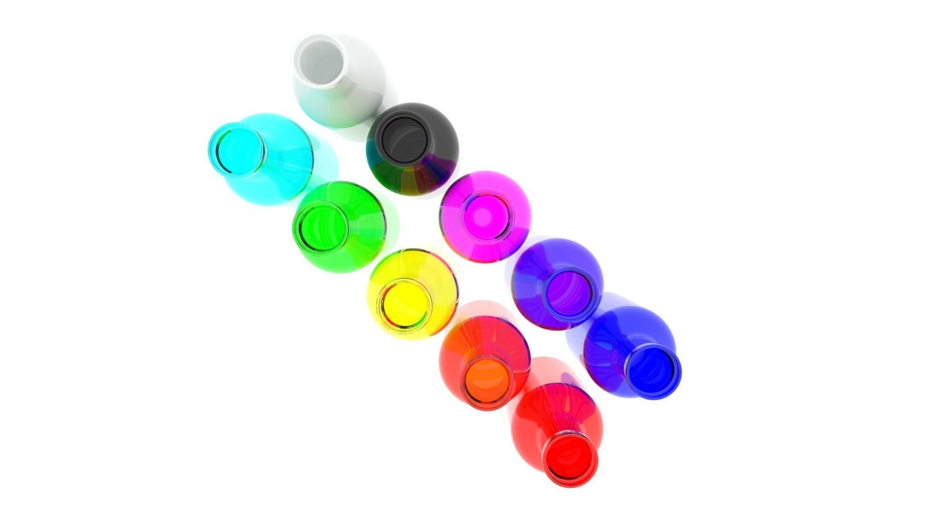 Colored Glass Bottles Set 3D model_11