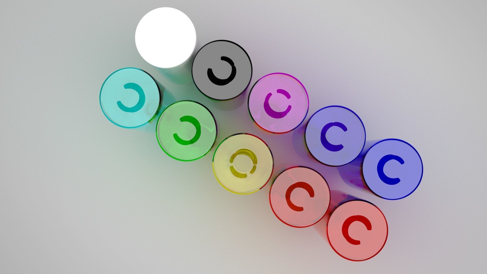 Colored Glass Bottles Set 3D model_4