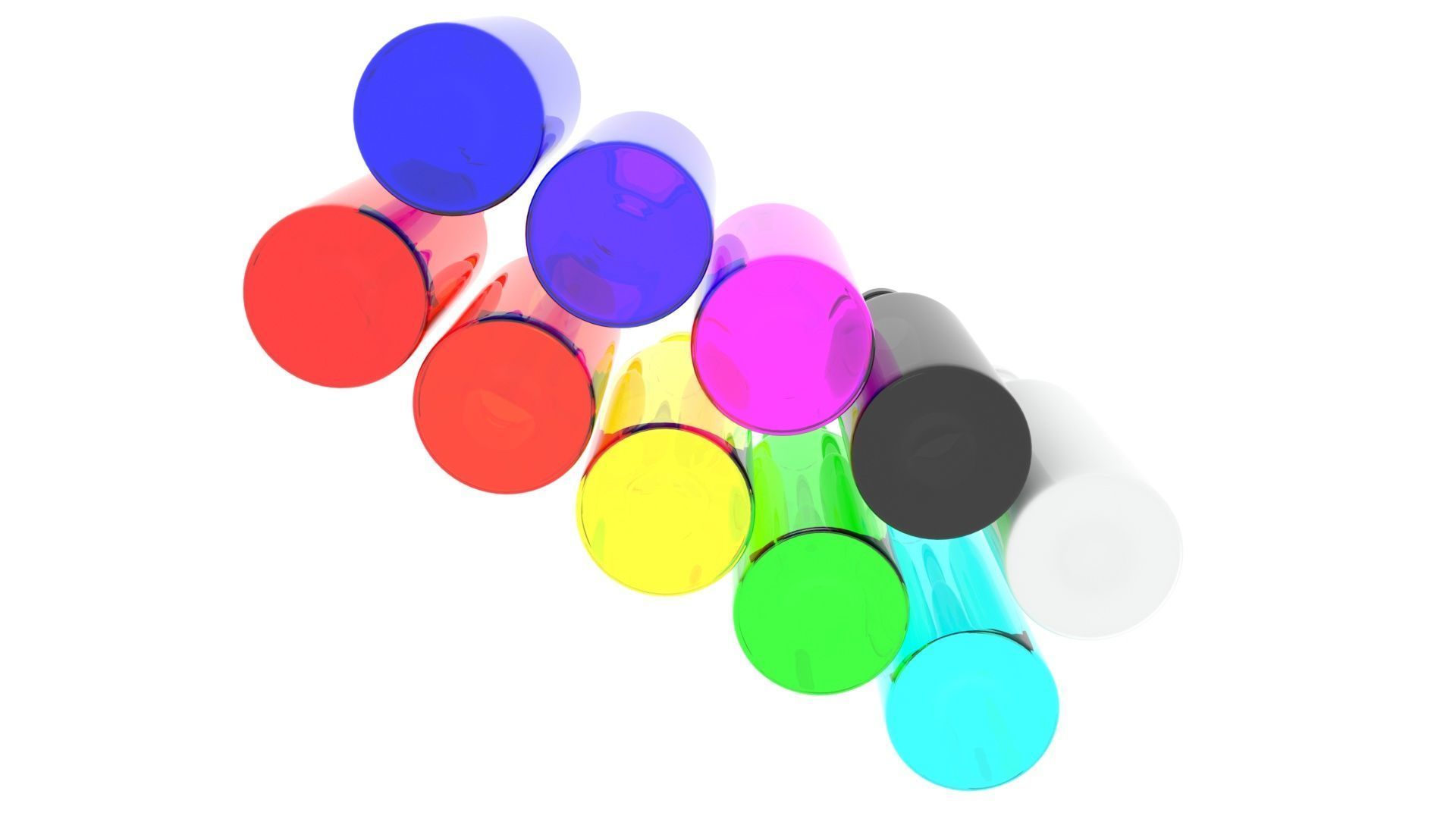 Colored Glass Bottles Set 3D model_12