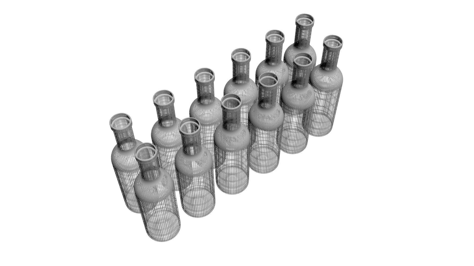 Colored Glass Bottles Set 3D model_21