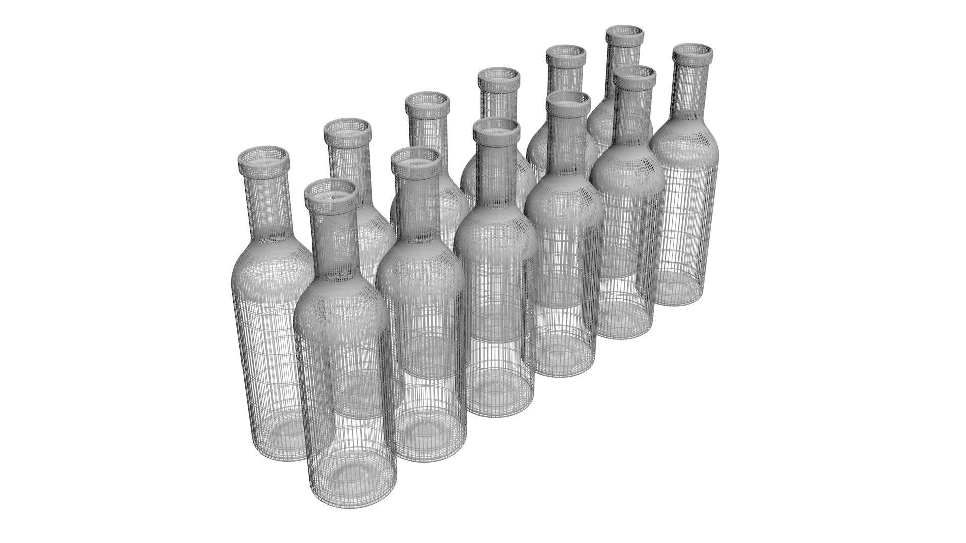 Colored Glass Bottles Set 3D model_19