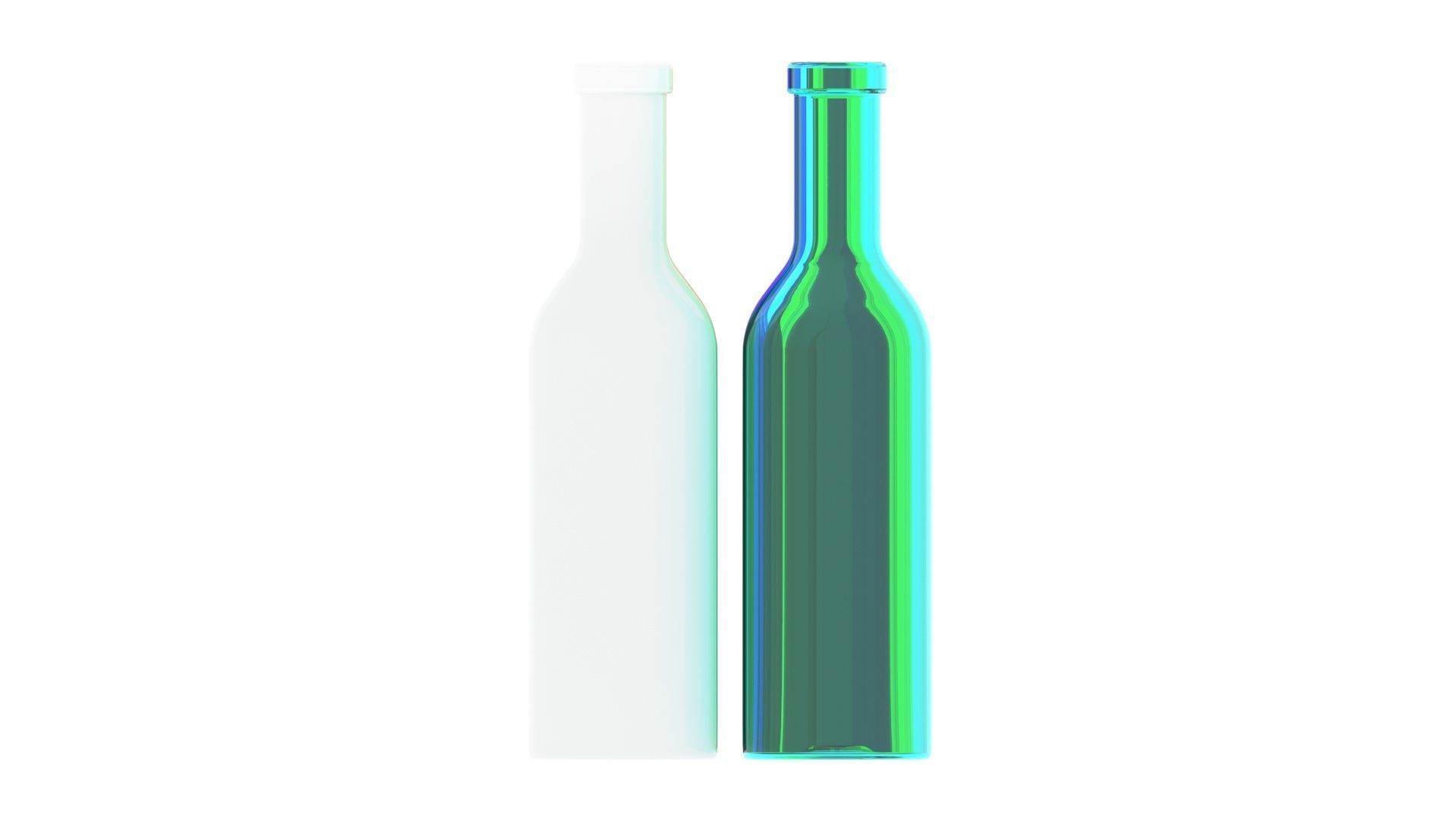 Colored Glass Bottles Set 3D model_18