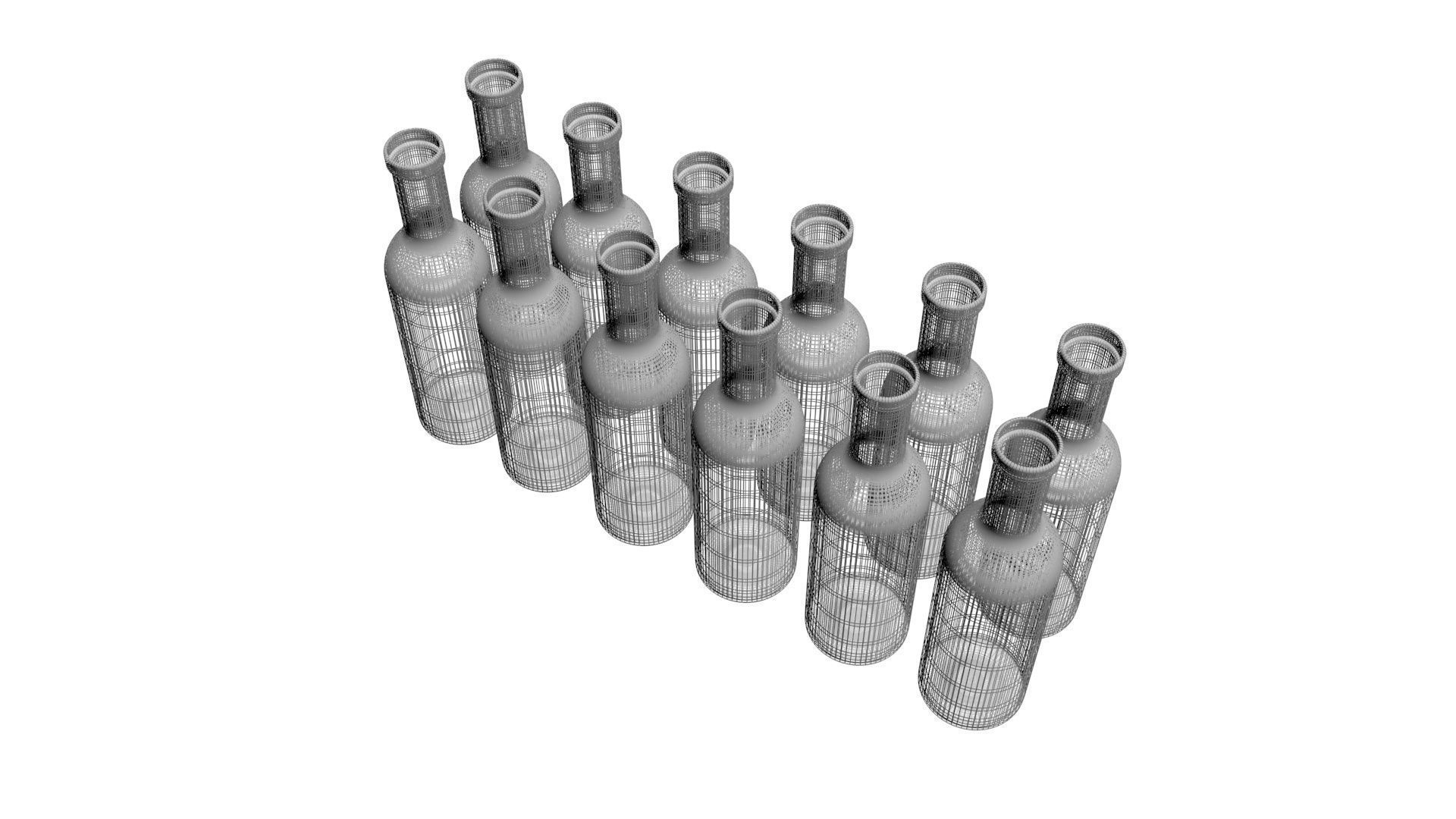 Colored Glass Bottles Set 3D model_20