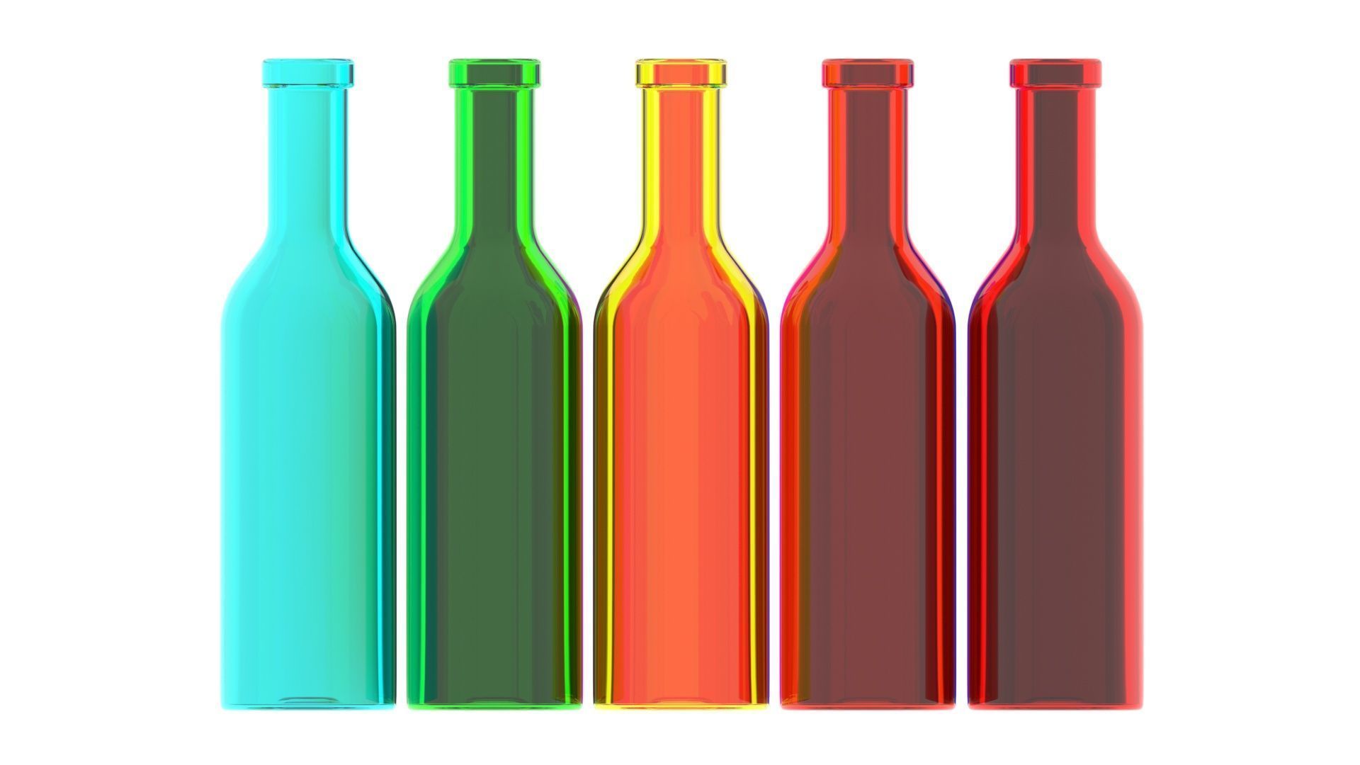 Colored Glass Bottles Set 3D model_17