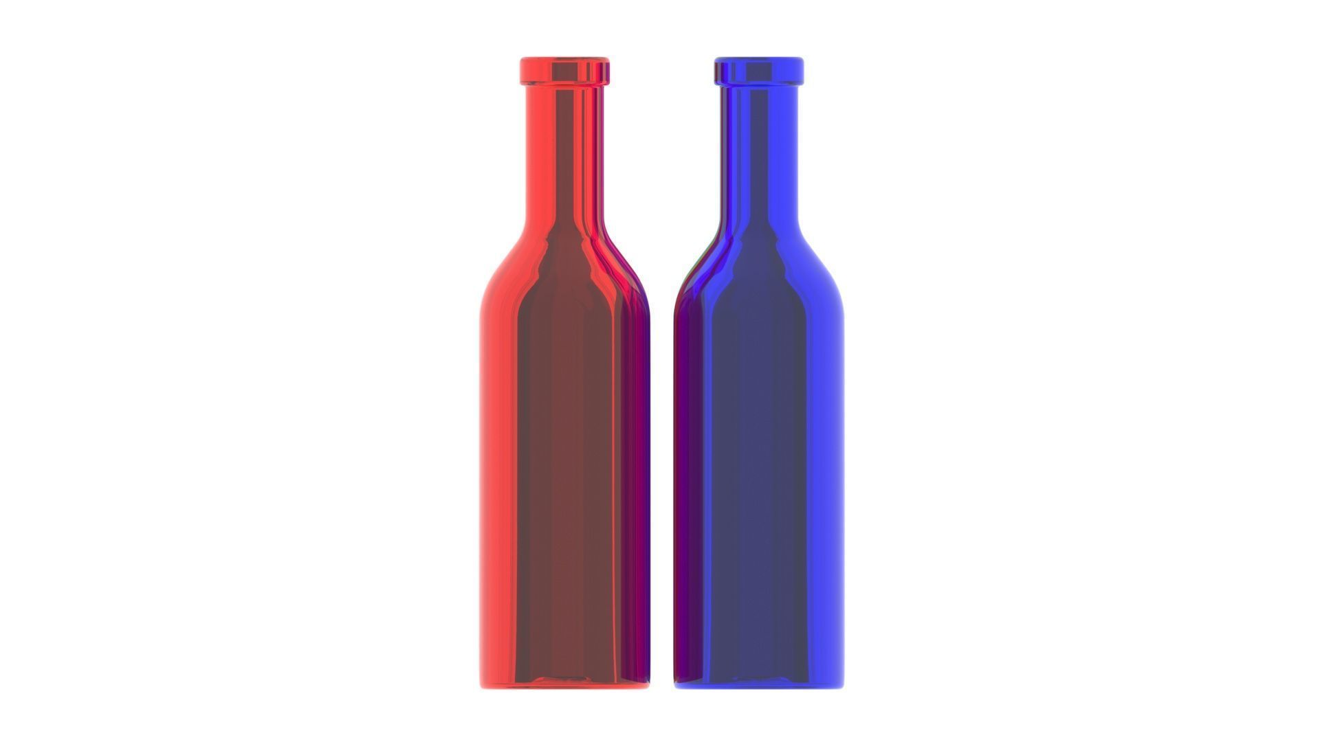 Colored Glass Bottles Set 3D model_15