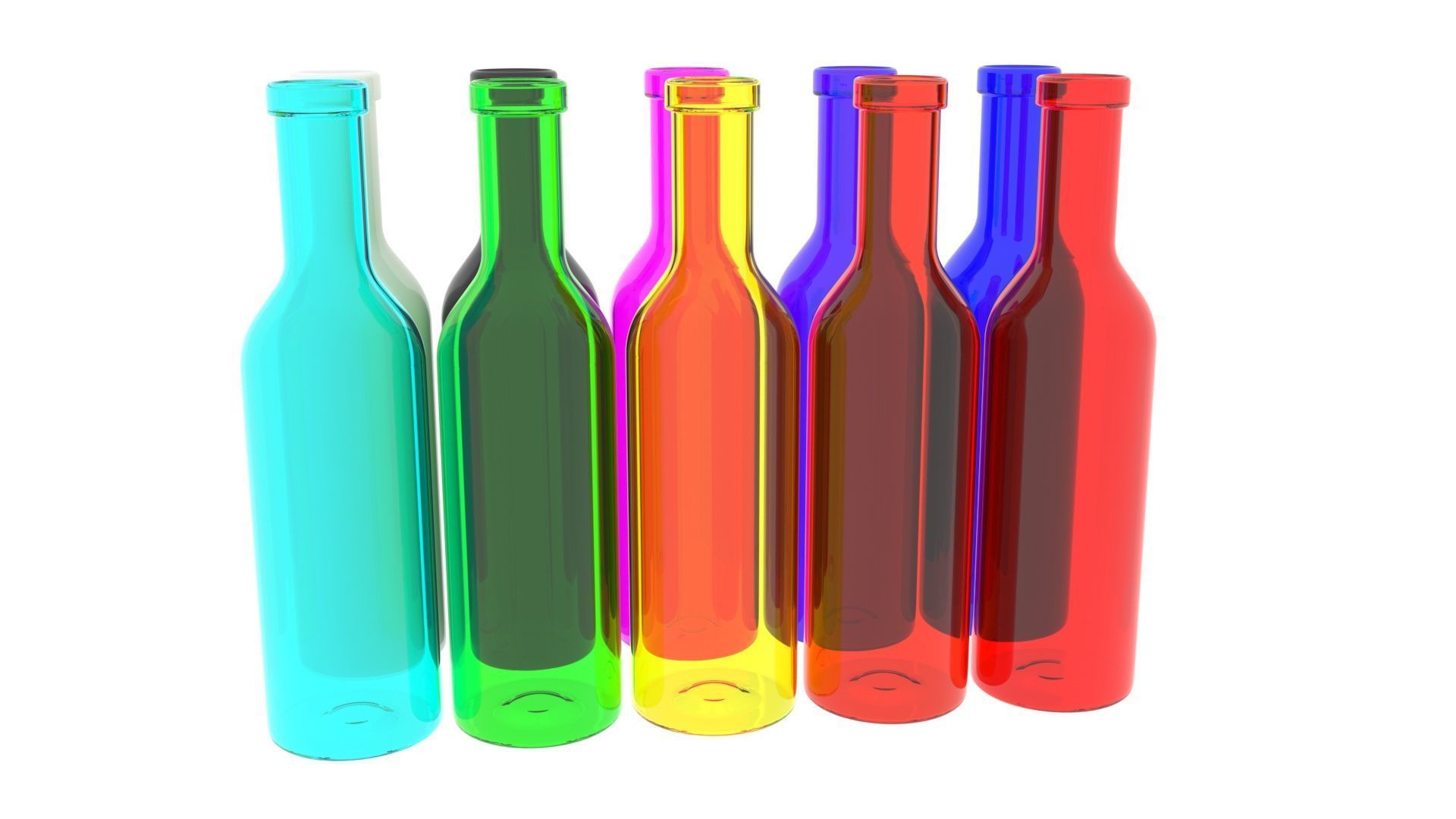Colored Glass Bottles Set 3D model_10