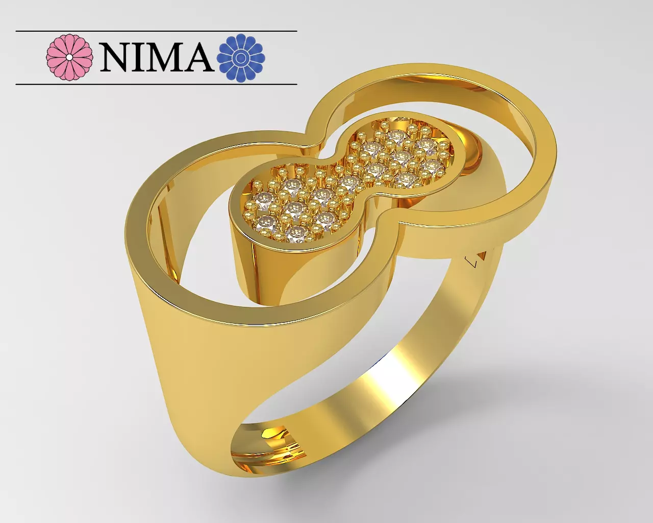Elegant Infinity Gold Ring with Diamonds Free 3D print model