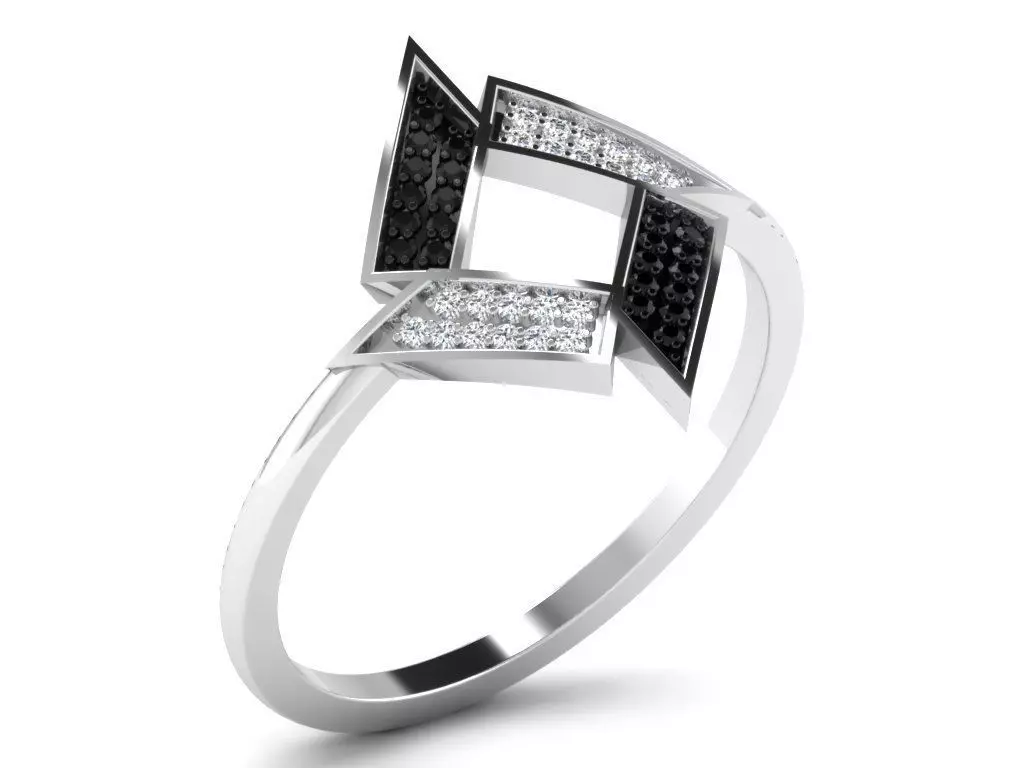 Light Weight White Gold Diamond Ring - DR-6328 3D print model