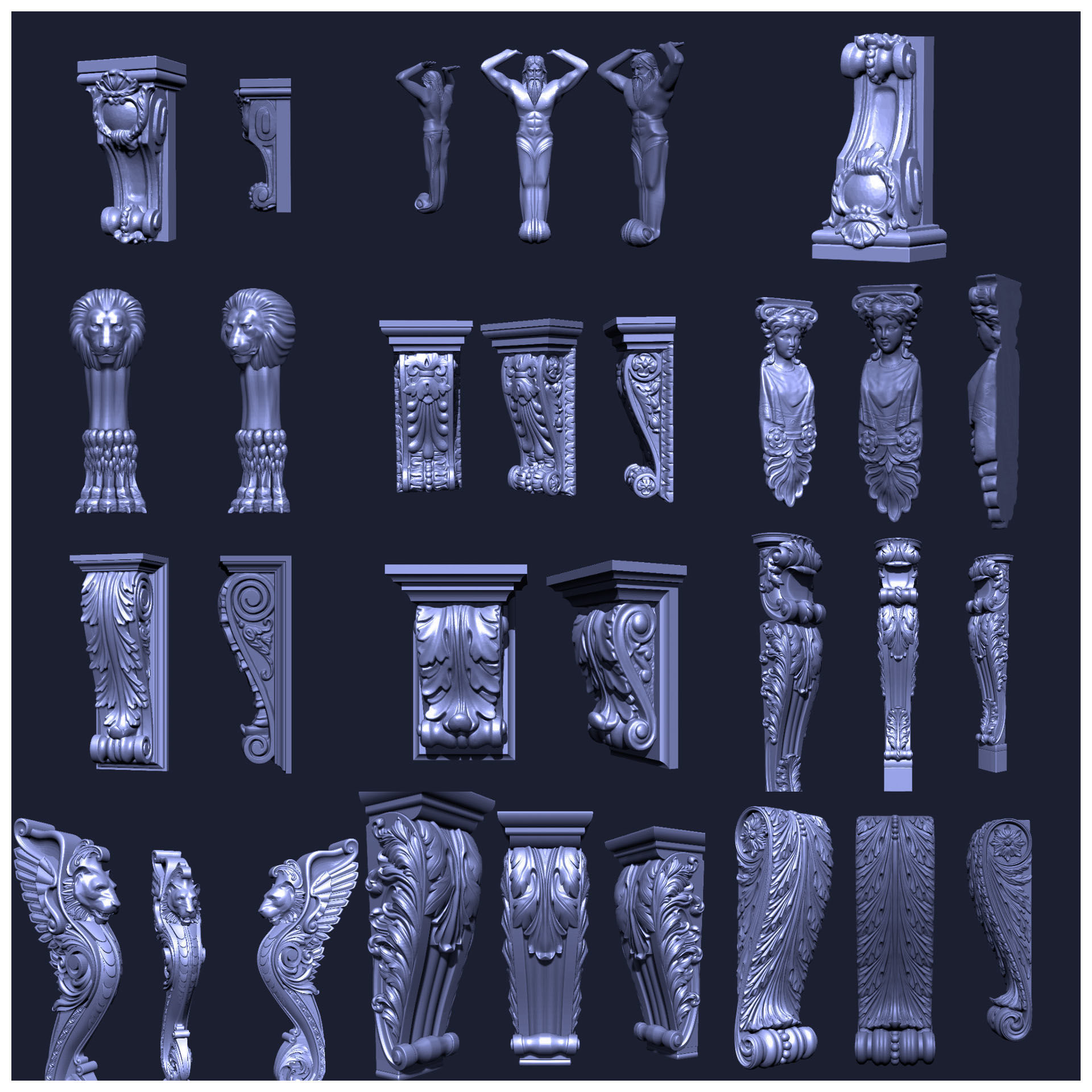 Corbel Decorative architecture classical decoration 3D print model_3