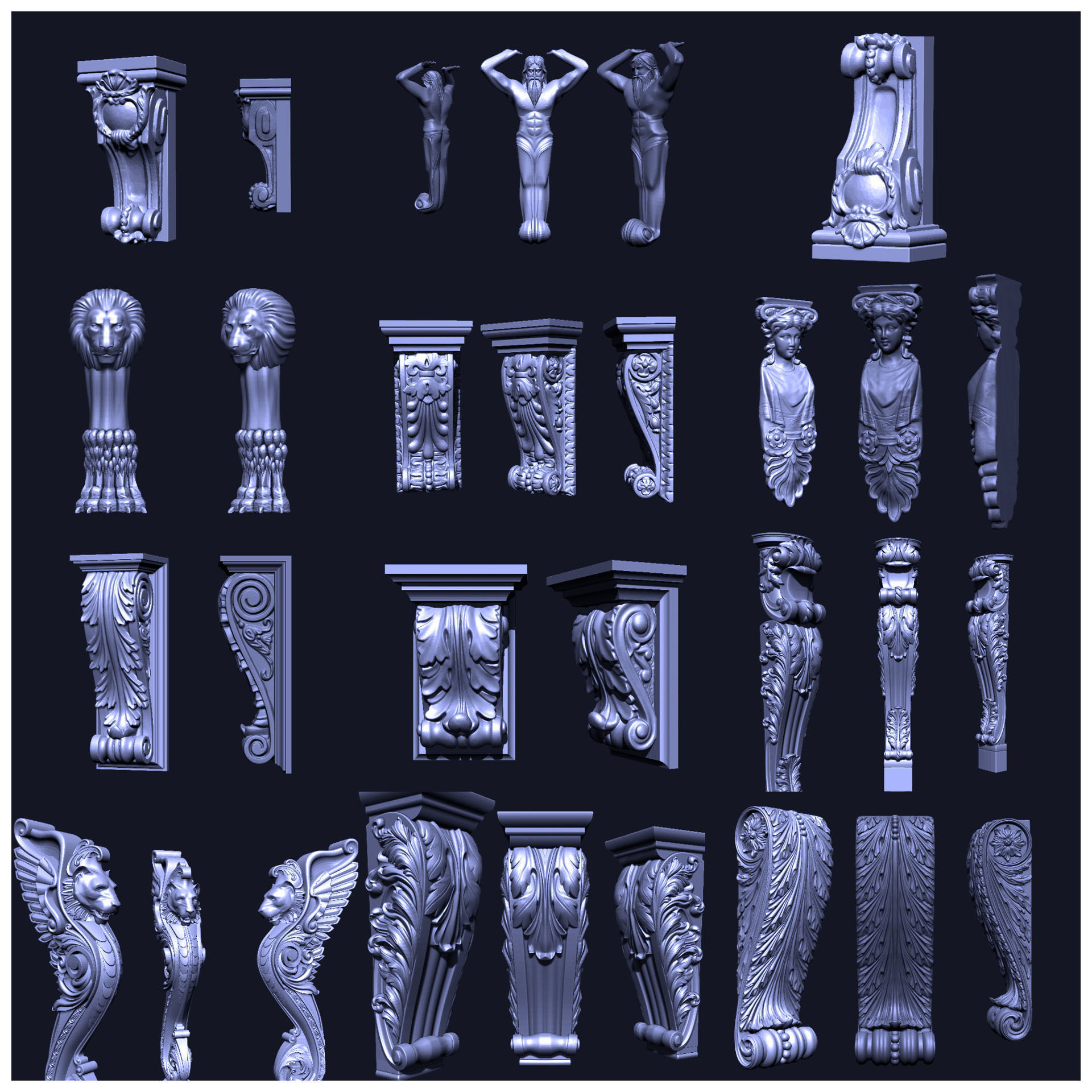 Corbel Decorative architecture classical decoration 3D print model_1