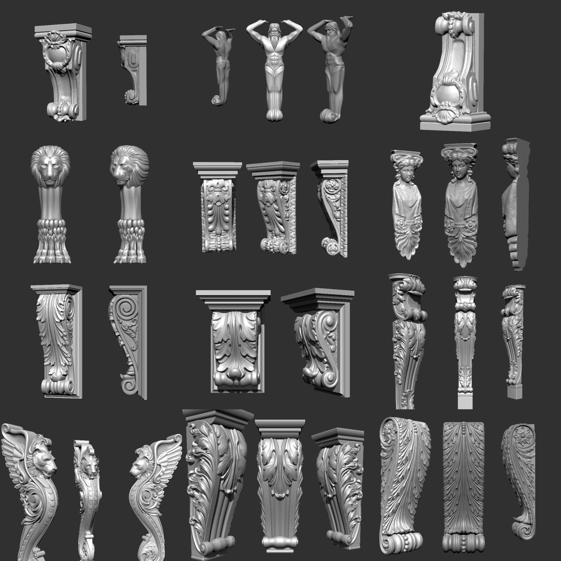 Corbel Decorative architecture classical decoration 3D print model_10