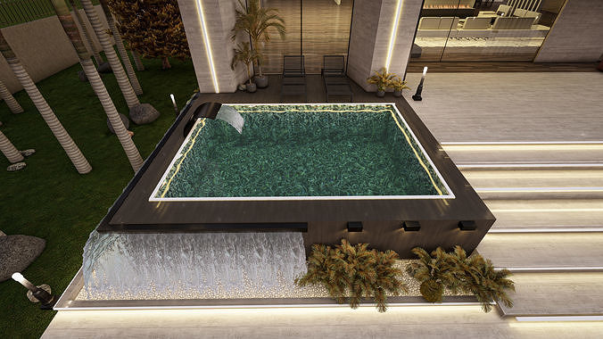 Luxury Modern Villa 3D Model Detailed Interior Exterior Design 3D model 4