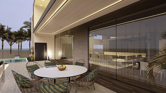 Luxury Modern Villa 3D Model Detailed Interior Exterior Design 3D model 7