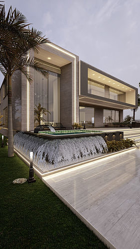 Luxury Modern Villa 3D Model Detailed Interior Exterior Design 3D model 5