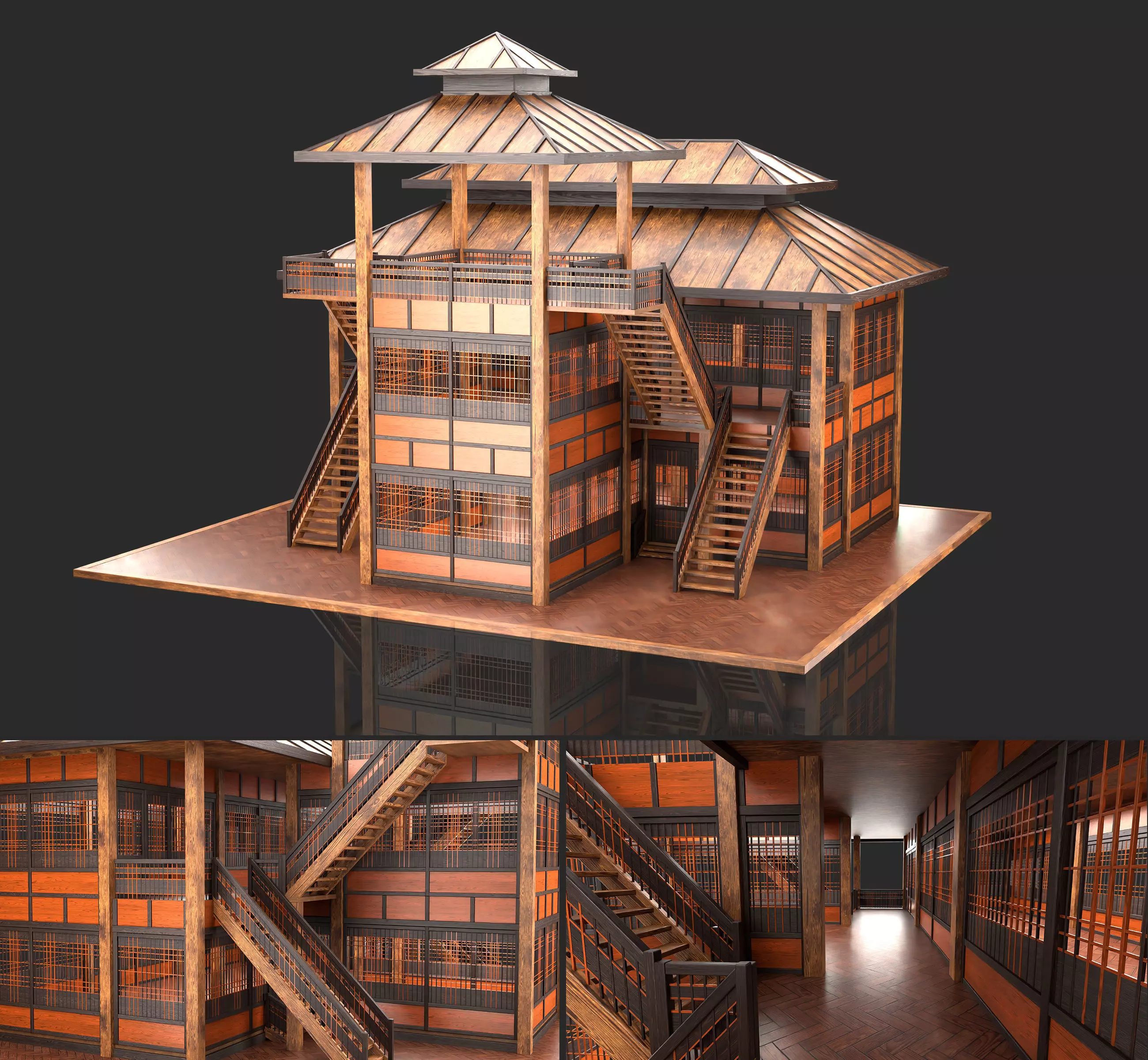Medieval Fantasy House 12 with interior and exterior 3D model