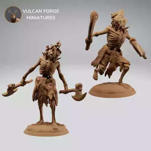 Headless undead skeleton berserker warriors  pre supported 3D print model