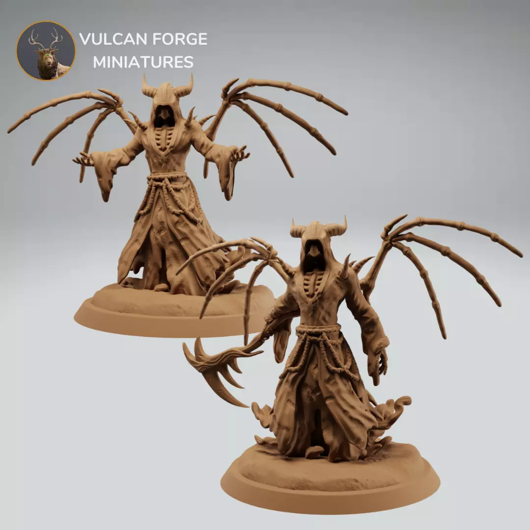 Lich undead skeleton ghost with wings 2 models pre supported 3D print model