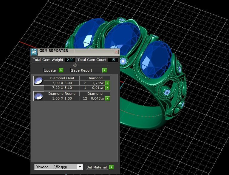 set ring 3 stone and stud earrings 1452 3D Model Collection_10